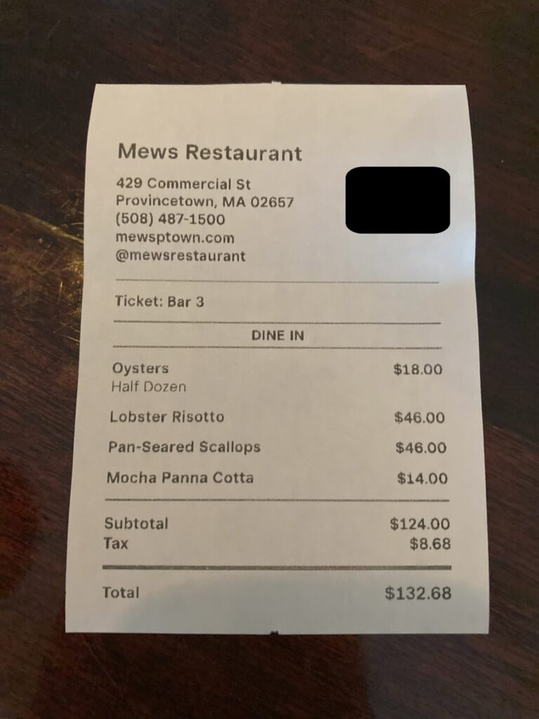 The Mews receipt